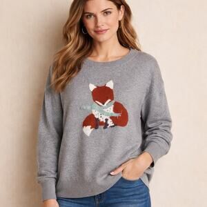 Sundance Fox Intarsia Wool-Blend Sweater | Size Large
